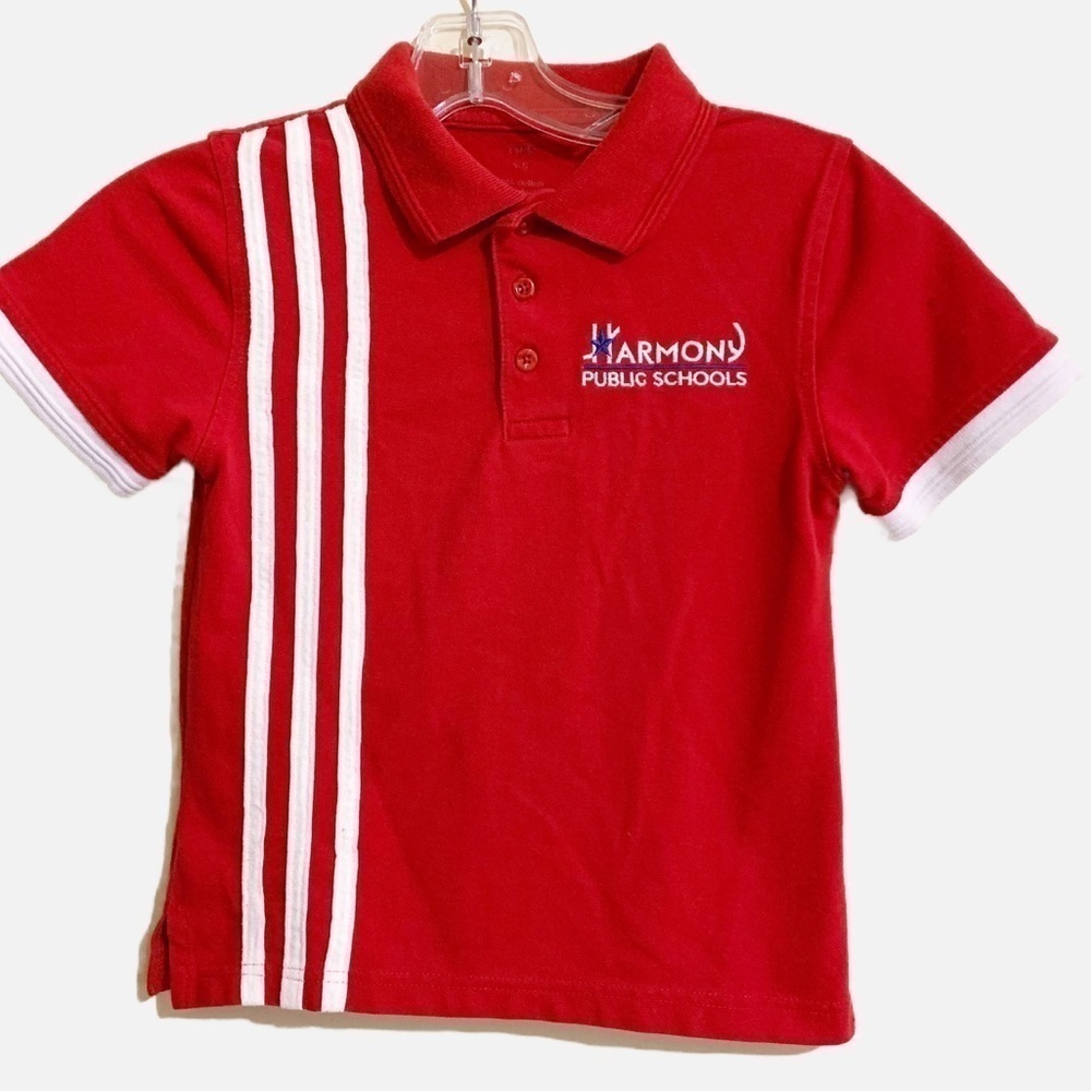 Harmony Public School Unisex Uniform Short Sleeve Polo Shirt. Size YS
